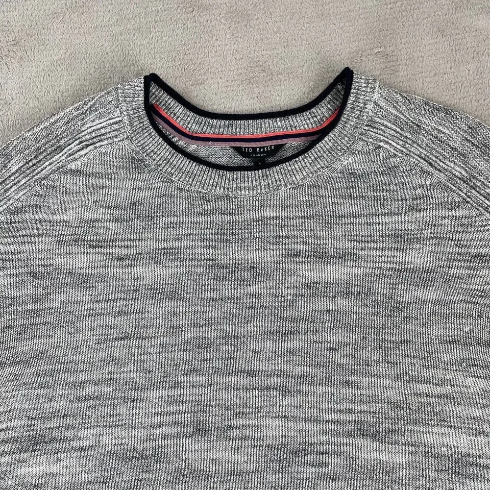 Ted Baker London Crew Neck Sweater Men 4 Large Grey‎ Linen Blend Long Sleeve